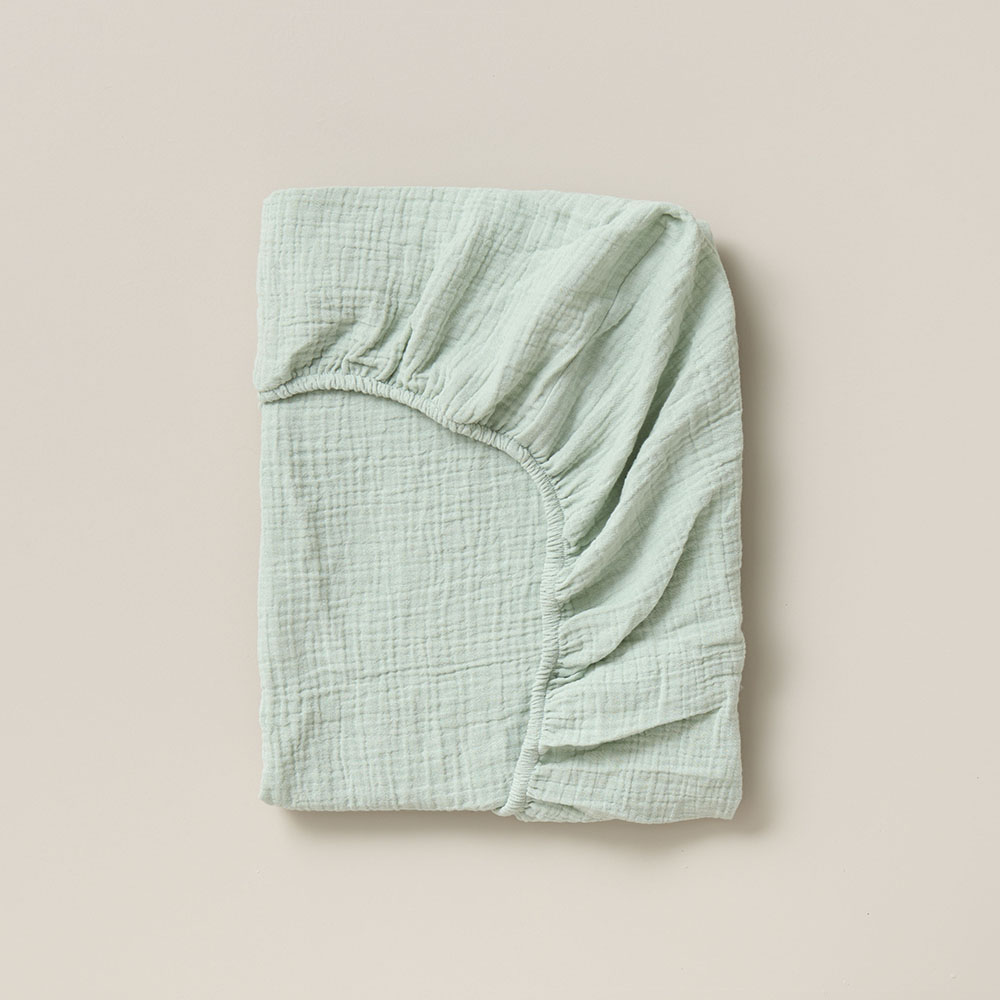 FITTED SHEET 60 X 120 CM | MUSLIN COTTON|GREEN