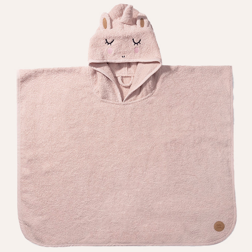 HOODED PONCHO TOWEL UNICORN «LARA»|1 - 4 YEARS | 52 X 63 CM | LIGHT PINK