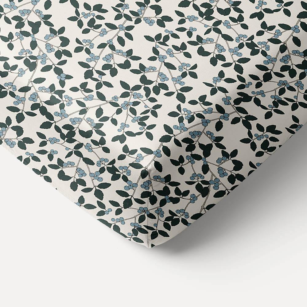 FITTED SHEET 90 X 200 CM «BERRIES» | BEIGE-GREEN