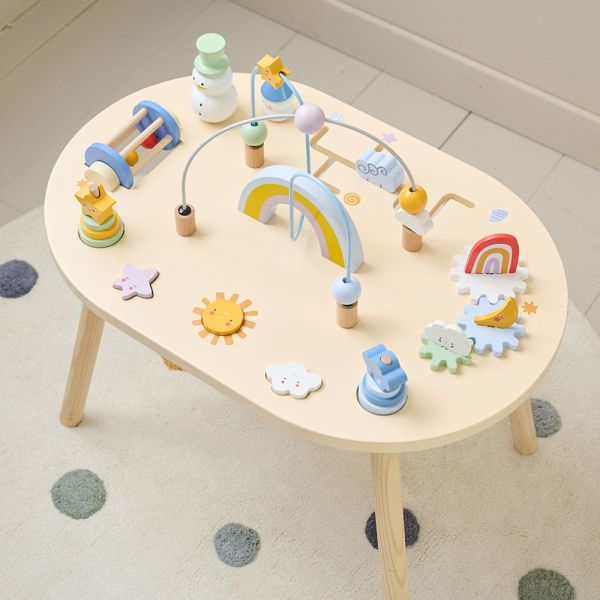 Activity table wooden in Beige and Blue wood 60x40x60,5 from Petite Amélie 