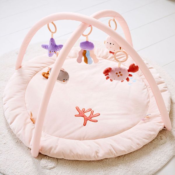 Baby activity mat in soft peach made of plush 83x50 cm from Petite Amélie