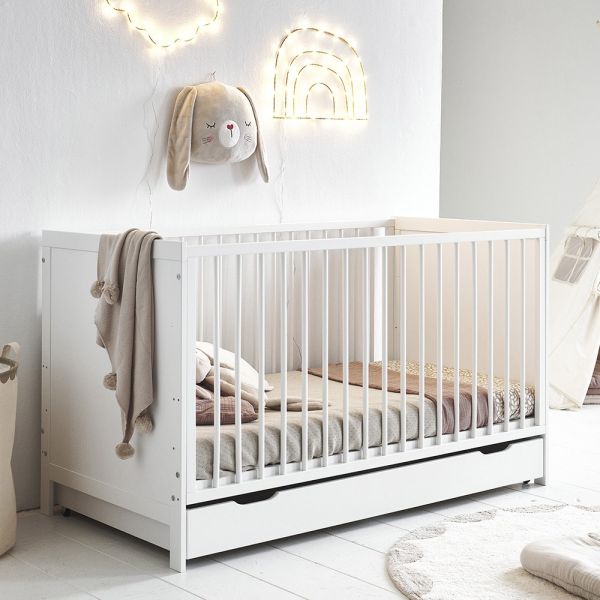 Baby cot bed wood «ROSEAU» in walnut ✔️ Petite Amélie