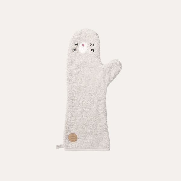 Baby wash cloth lapi bunny design in beige one size made of organic cotton from Petite Amélie 