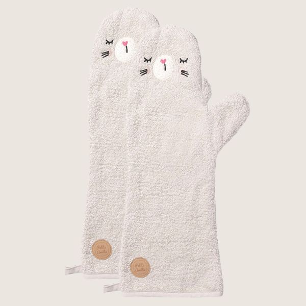 Baby wash cloth lapi bunny design in beige one size made of organic cotton from Petite Amélie 