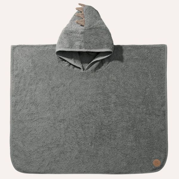 Hooded poncho towel 52x63 cm in green with dinosaur design made of organic cotton from Petite Amélie