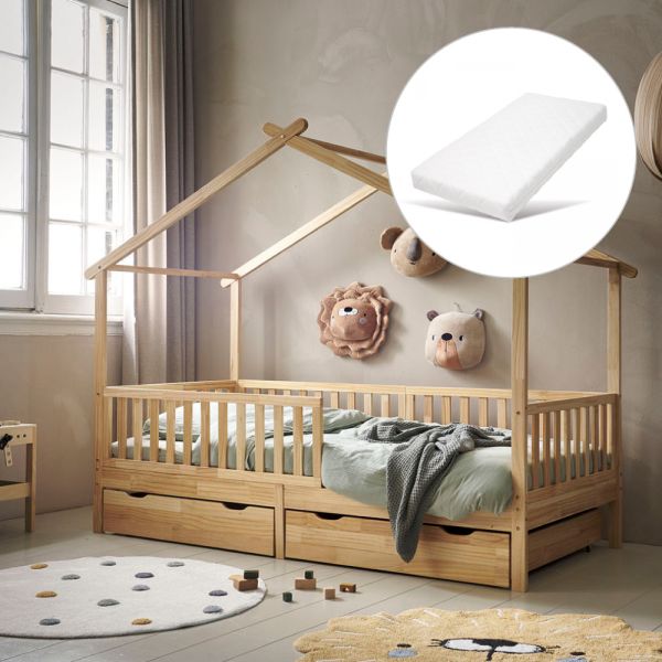 Single house bed from wood in natural from Petite Amélie