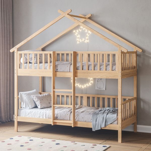 Bunk bed for kids Maison in naturel wood 90x200 cm from Petite Amélie