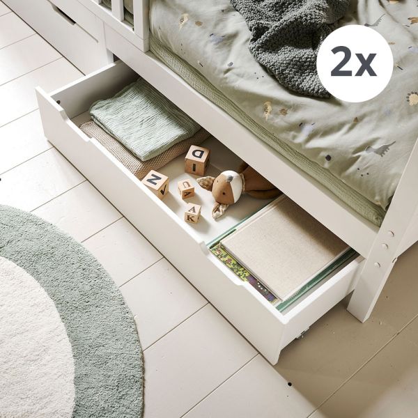 Kids storage for under cabin bed 200x90 cm made from wood in white from Petite Amélie