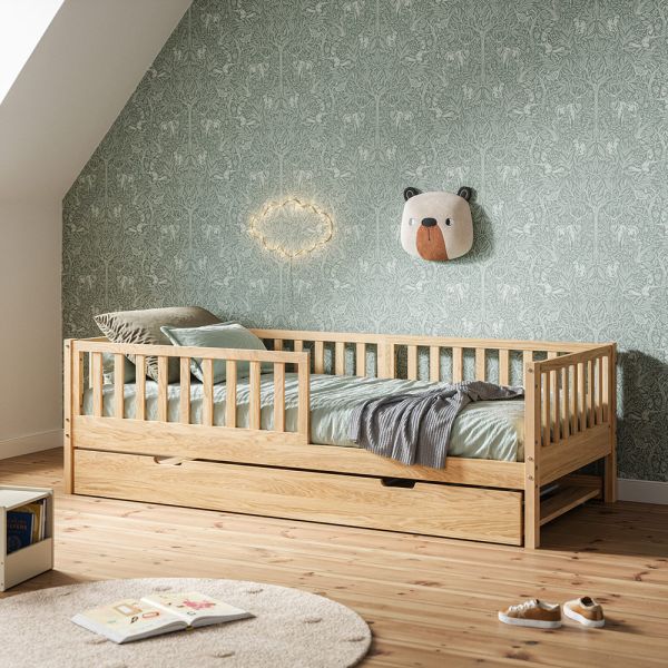 Kids trundle bed Plume in natural wood 90x200 cm from Petite Amélie