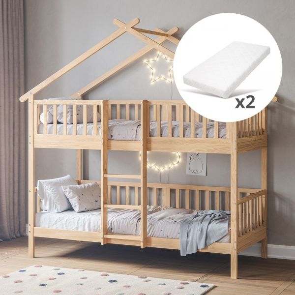 Bunk bed for kids Maison in naturel wood 90x200 cm from Petite Amélie