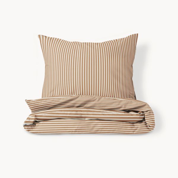 Striped duvet cover 120x150 cm made of cotton in beige and caramel from Petite Amélie 