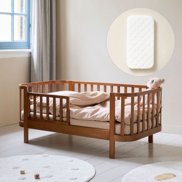 Toddler bed 70x140 cm with mattress made from wood in walnut from Petite Amélie