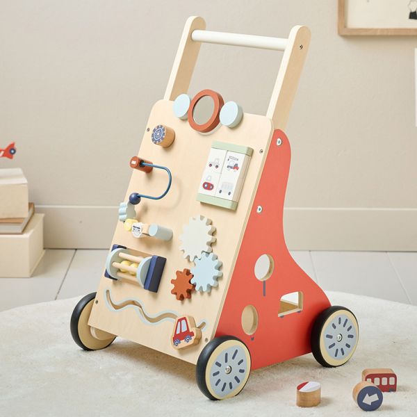 Wooden baby walker in Red made of wood with dimensions 34x34x56 from Petite Amélie 