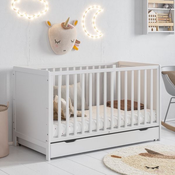 Wooden cot in white made from wood size 70x140 cm from Petite Amélie