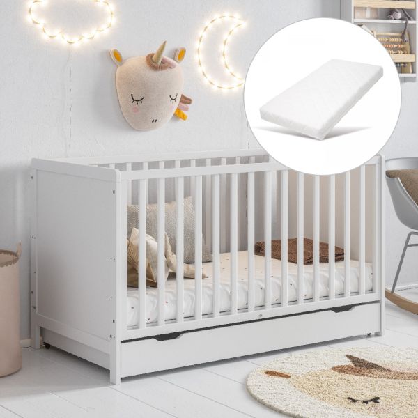 Convertible cot bed from wood in white from Petite Amélie