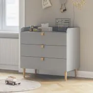 Wooden chest of drawers ETOILE incl. table topper Grey