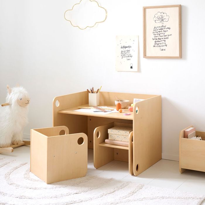 MONTESSORI TABLE AND CHAIRS SET ELLIPSE NATURAL