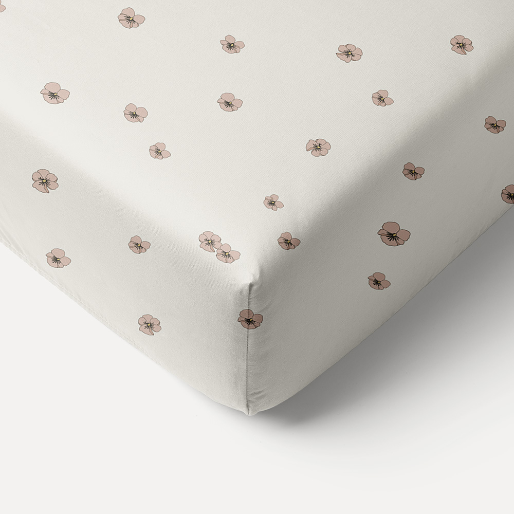 FITTED SHEET 90 X 200 CM «PANSY» | BEIGE-PINK