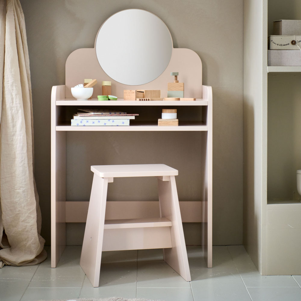 Pink Wooden Dressing Table With Chair Petite Am Lie   Make Up Table Dressing Wooden Set Pink Petite Amelie 1 