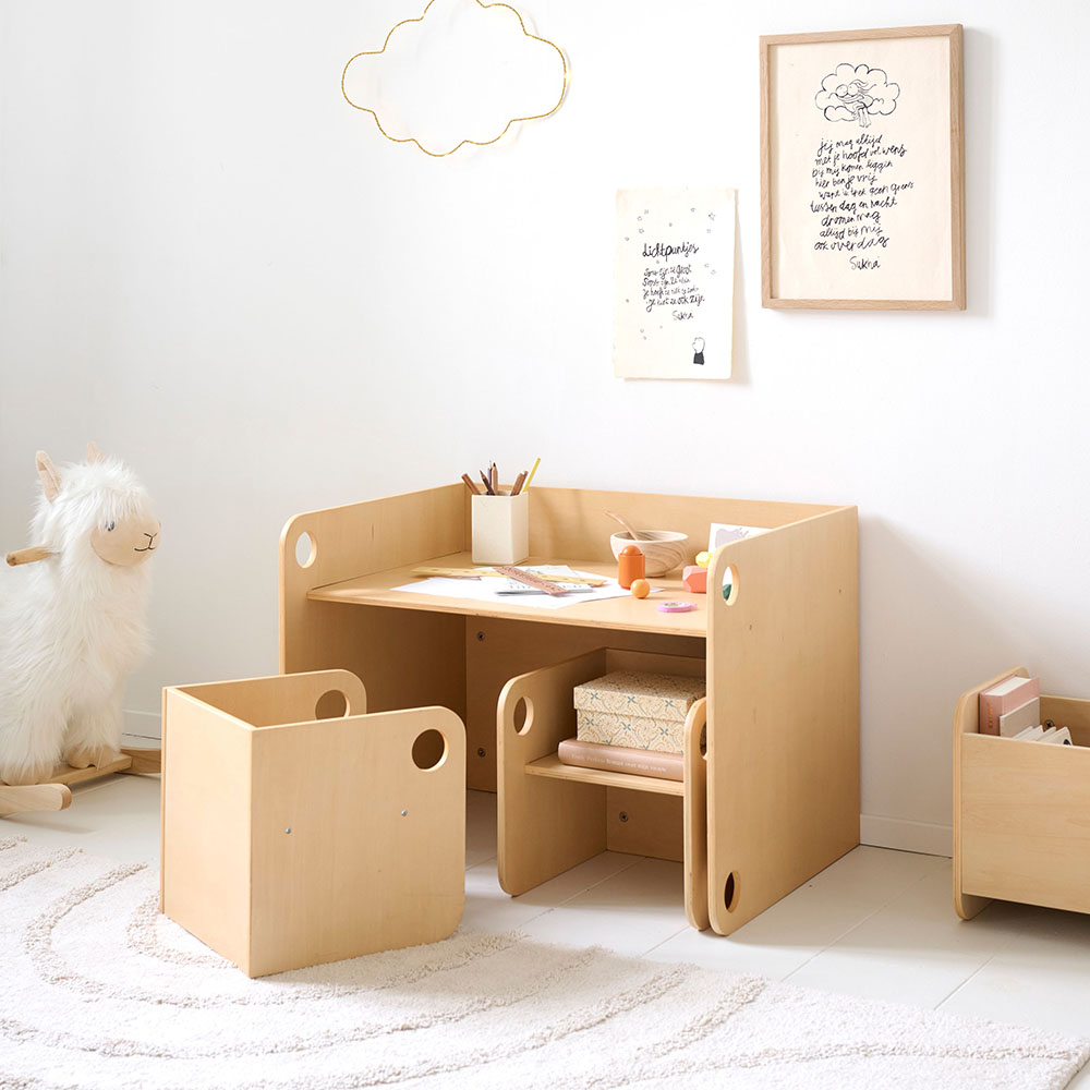 MONTESSORI TABLE AND CHAIRS SET ELLIPSE NATURAL