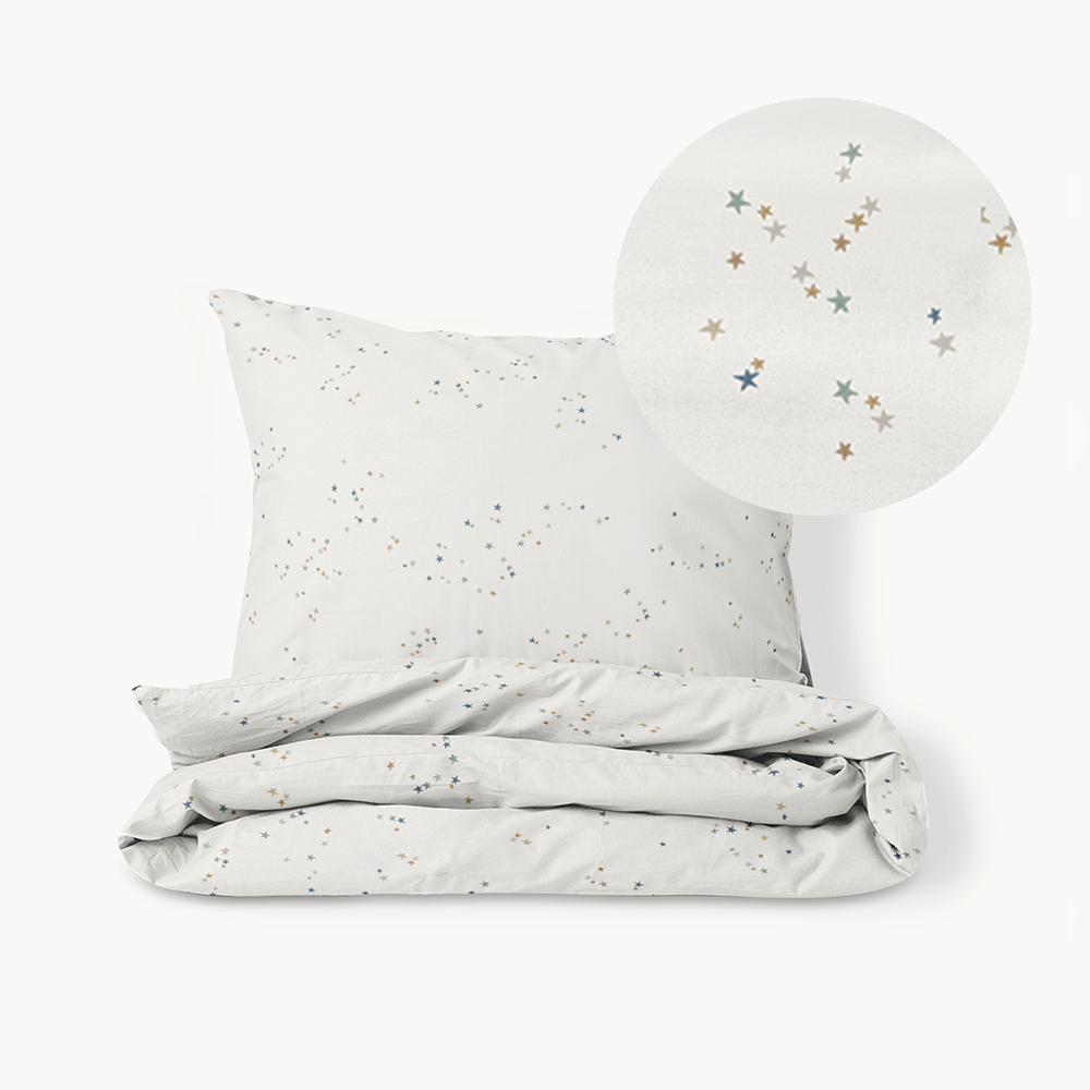 DUVET COVER SET 120 X 150 CM «STARS» | OFF-WHITE WITH STARS